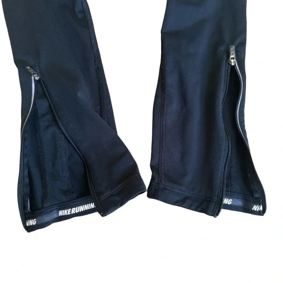 Nike Black Running Leggings Dri-Fit Small Sports zipper Bottom Pocket Women’s - Picture 11 of 11